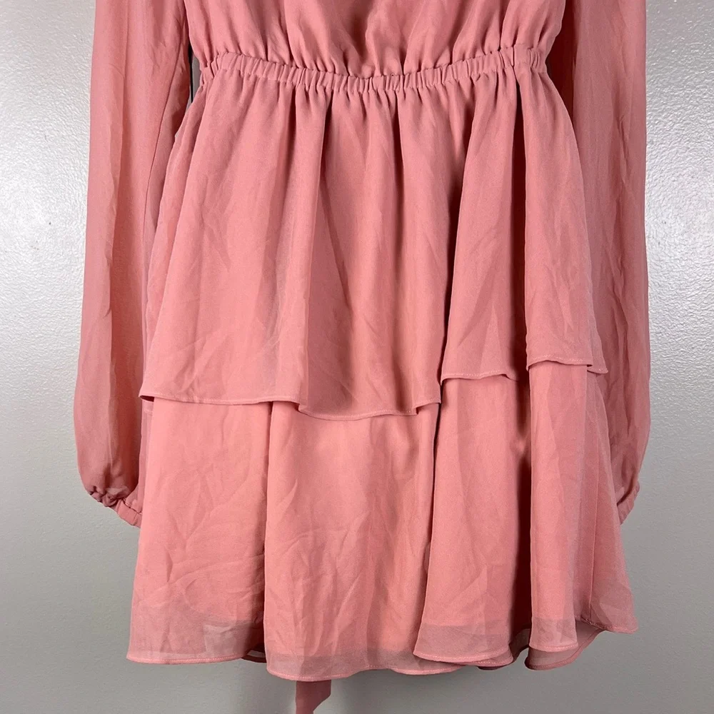 Revolve MAJORELLE Berkshire Mini Dress Chiffon Fully Lined Blush Pink Size Small